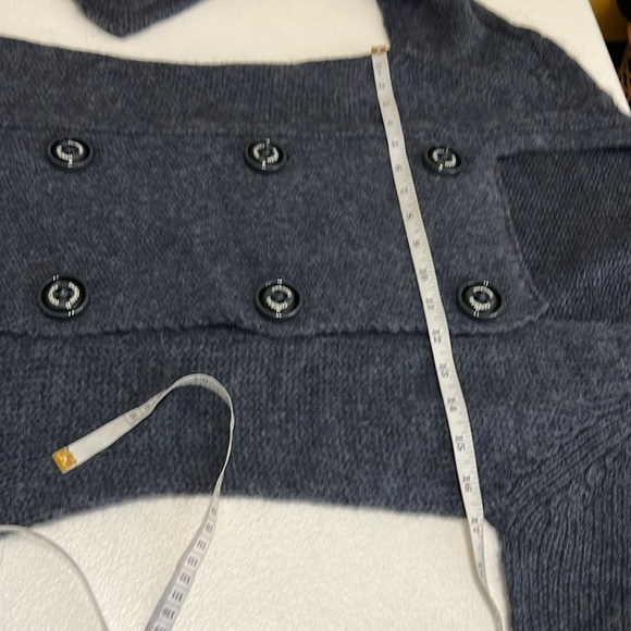 Portolano Wool Alpaca Blend Double Breasted Big Button Blue Cardigan Sz M - Picture 6 of 10
